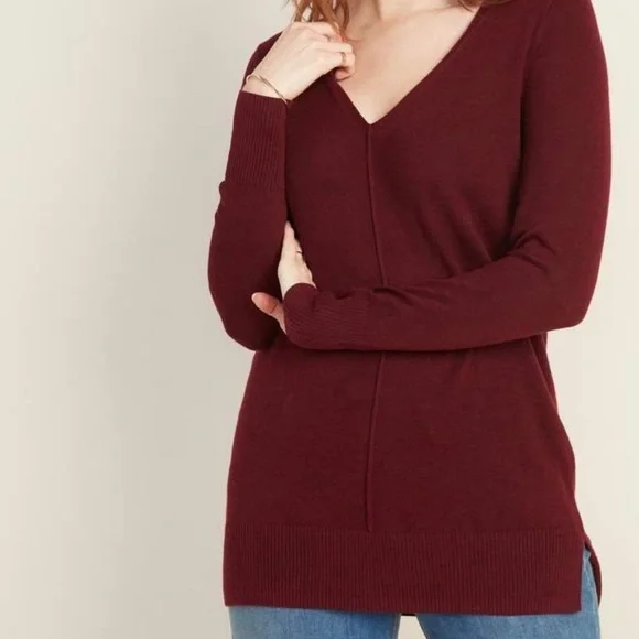 Old Navy Sweaters Old Navy Seamed Vneck Tunic Sweater Poshmark